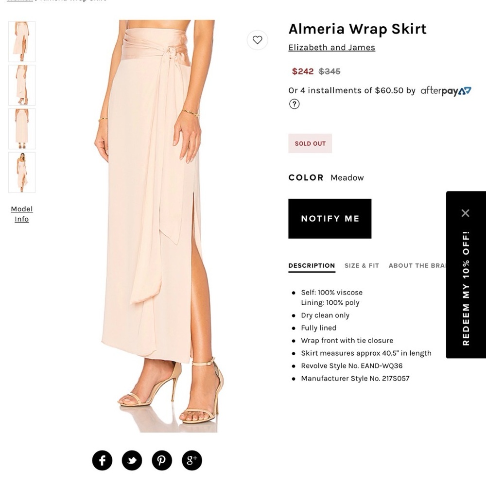 $345 Elizabeth and James Collection The Row
Almeria Wrap-Tie Maxi Skirt W/ Slit